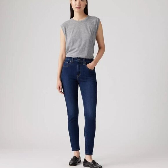 Levi’s 721 High Rise Skinny Jeans Size 28 Dark Wash Stretch Denim Zip Fly - Picture 1 of 13